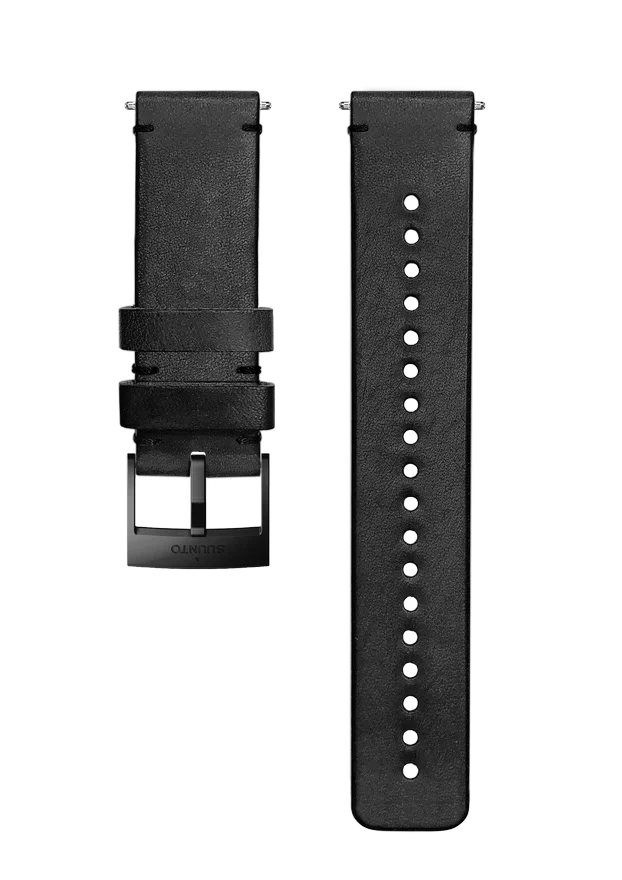 Black 24mm leather suunto watch strap for urban wear Black 24mm leather suunto watch strap for urban wear
