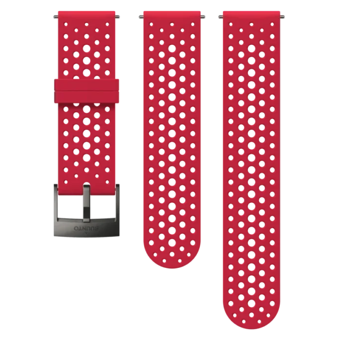 Breathable red silicone accessory watch strap 24 mm