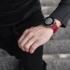 Breathable red silicone accessory watch strap 24 mm