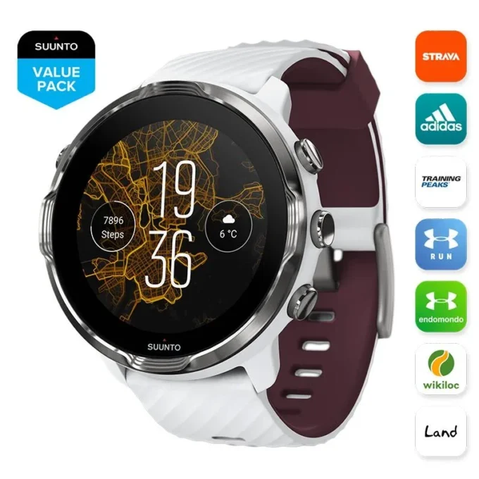 Suunto 7 white burgundy – smartwatch with versatile sports experience