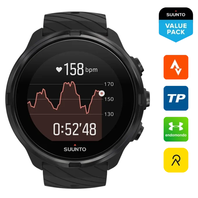 Suunto 9 all black – gps sports watch with a long battery life