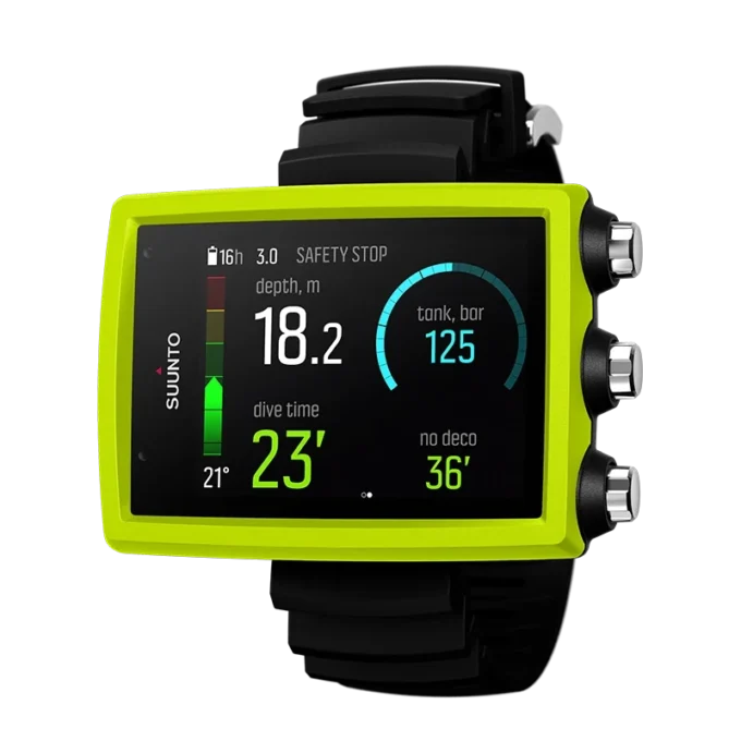 Suunto eon core lime dive computer with color screen and big numbers