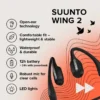Suunto wing 2 black – premium bone conduction headphone