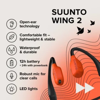 Suunto wing 2 coral orange – premium bone conduction headphone