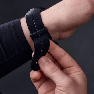 Ultra-soft black microfiber accessory watch strap for sports and style